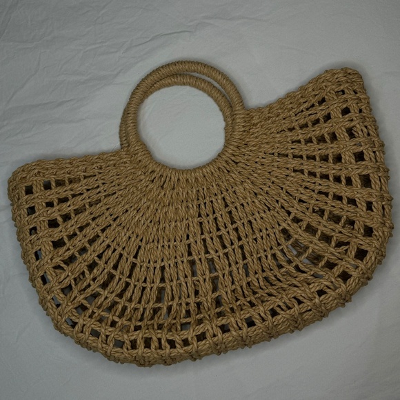 NWT Wicker Bag | Woven Straw Basket | Top Handle Bohemian Beach Bag *No Liner* - Picture 2 of 6